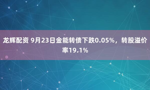 龙辉配资 9月23日金能转债下跌0.05%，转股溢价率19.1%